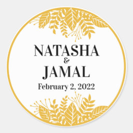 マスタードエレガントイエロー葉の ラウンドシール