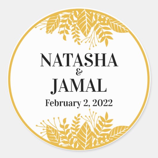 マスタードエレガントイエロー葉の ラウンドシール (正面)