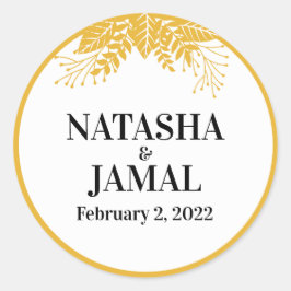 マスタードエレガントイエロ葉ー結婚ズ ラウンドシール
