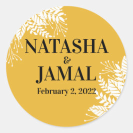 マスタードエレガントイエロ葉ー結婚ズ ラウンドシール