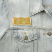 マスタードエレガントモノグラムのイエローシェブロン模様 名札 (インサイチュ)