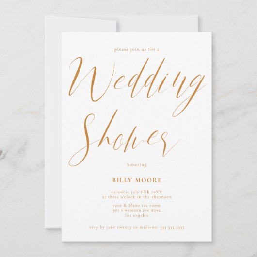 マスタードオークレスクリプト男女兼用ウェディングシャワー 招待状 (正面)