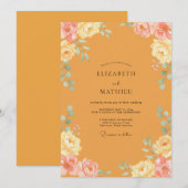 マスタードクリーム芍薬の結婚式 招待状 (正面/裏面)