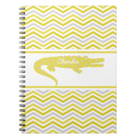 マスタードゲーターオンシェブロンパーソナライズされたノート ノートブック (正面)
