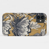 マスタードゴールドのエレガントな黒と白の花柄 Case-Mate iPhoneケース (裏面(横))