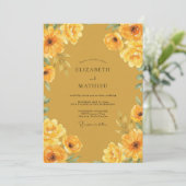 マスタードゴールドの芍薬の結婚式 招待状 (スタンド正面)