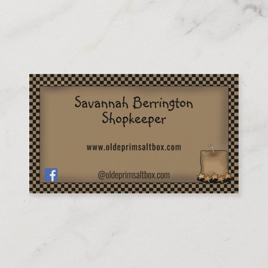 マスタードサルトボックスハウス素朴クラフトビジネスカード 名刺 (裏面)