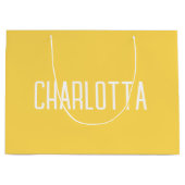 マスタードシンプル黄エレガントスタイリッシュ名 ラージペーパーバッグ (正面)