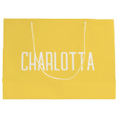 マスタードシンプル黄エレガントスタイリッシュ名 ラージペーパーバッグ (裏面)