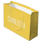 マスタードシンプル黄エレガントスタイリッシュ名 ラージペーパーバッグ (裏面アングル)