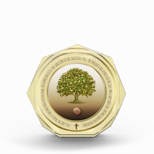 マスタードシードホームデコール、クリスチャンの贈り物、信仰ポー フォトブロック (正面)