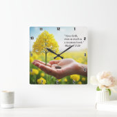 マスタードシード:信仰のシンプル真実 スクエア壁時計 (ホーム)