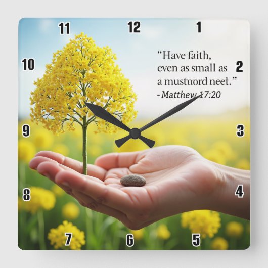 マスタードシード:信仰のシンプル真実 スクエア壁時計 (正面)