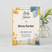 マスタードスタイリッシュイエローと石板ブルーの水色 招待状 (スタンド正面)