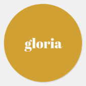 マスタードスタイリッシュイエロープレーン名前をカスタムする ラウンドシール (正面)