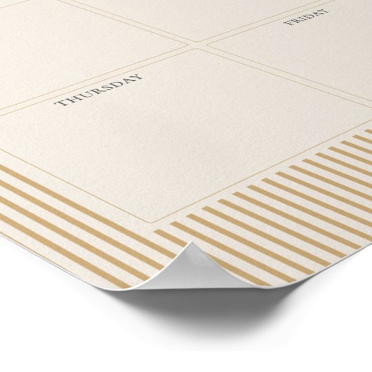 マスタードストライプのウィークリープランナー印刷可能 ポスター (角)