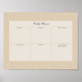 マスタードストライプのウィークリープランナー印刷可能 ポスター