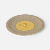 マスタードスパイス黄色の小枝エレガントな結婚式 ペーパープレート (アングル)