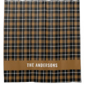 マスタードタータンチェックモダン素朴パーソナライズされたシャワーc シャワーカーテン (正面)