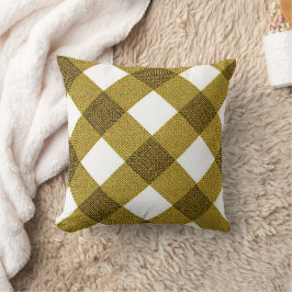 マスタードダイアゴナルバッファロー市松模様に装飾用クッション クッション