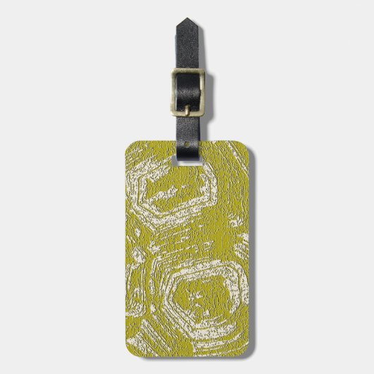 マスタードトルトースシェル抽象芸術プリントby LeahG ラゲッジタグ (正面縦)