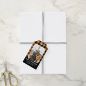 マスタードバッファローチェック写真ハッピーホリデー ギフトタグ (より糸付き)