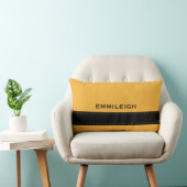 マスタードパーソナライズされたイエロージオメトリックブラックストライプ ランバークッション (椅子)