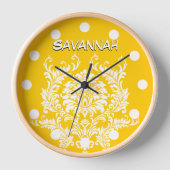 マスタードパーソナライズされたイエローダマスクの壁時計 壁時計 (正面)