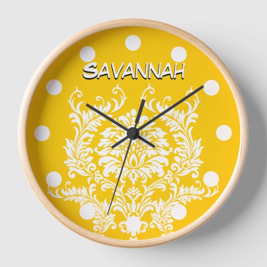 マスタードパーソナライズされたイエローダマスクの壁時計 壁時計 (正面)