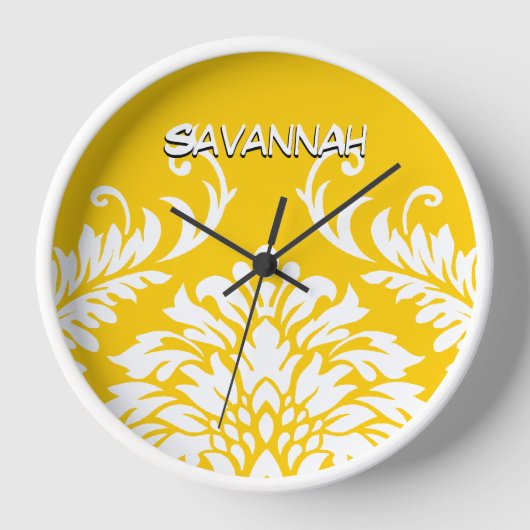 マスタードパーソナライズされたイエローダマスクまたは任意の色 壁時計 (正面)