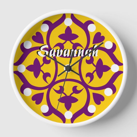 マスタードパーソナライズされたメダリオンまたは任意の色 壁時計 (正面)