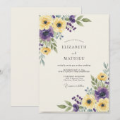 マスタードパープルラナンキュラスユーカリWedding 招待状 (正面/裏面)