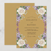 マスタードパープル藤の結婚式 招待状 (正面/裏面)