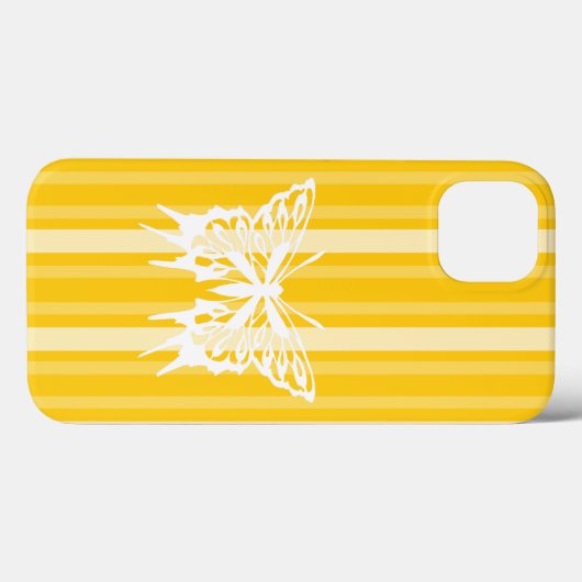 マスタードビクトリアンストライプバタフライ Case-Mate iPhoneケース (裏面 (横))
