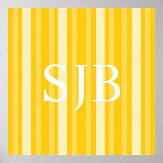 マスタードビクトリアンレディストライプーとモノグラム ポスター (正面)