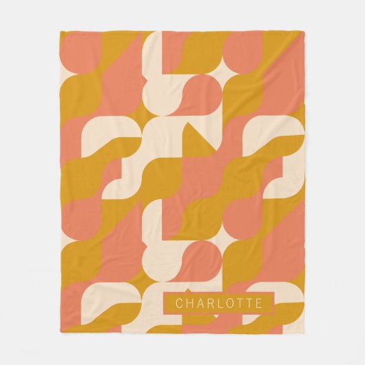 マスタードピンククリームパターパーソナライズされたン フリースブランケット (正面)