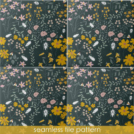 マスタードフローラカブトムシ&ビーズボヘミアンフラワーズ タイル