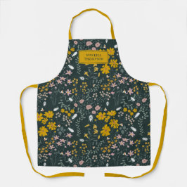 マスタードフローラカブトムシ&ビーズボヘミアンワイルドフラワー エプロン