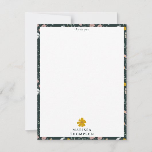 マスタードフローラカブトムシ&ビーズボヘミアンワイルドフラワー サンキューカード (正面)