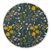 マスタードフローラカブトムシ&ビーズボヘミアンワイルドフラワー セラミックノブ (正面)