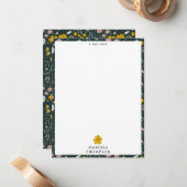 マスタードフローラカブトムシ&ビーズボヘミアンワイルドフラワー ノートカード (正面/裏面インサイチュ)