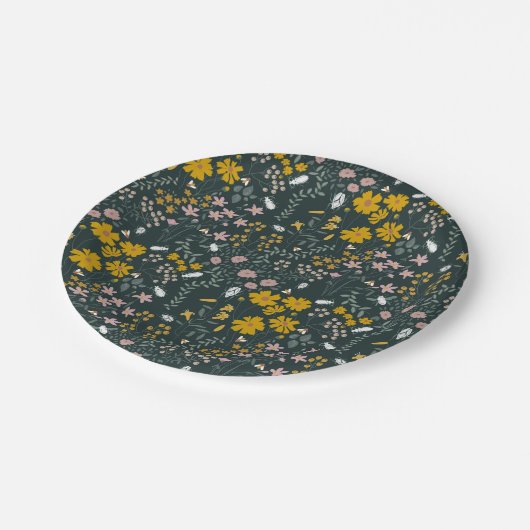 マスタードフローラカブトムシ&ビーズボヘミアンワイルドフラワー ペーパープレート (アングル)