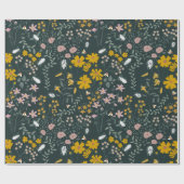 マスタードフローラカブトムシ&ビーズボヘミアンワイルドフラワー ラッピングペーパー (フラット)