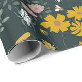 マスタードフローラカブトムシ&ビーズボヘミアンワイルドフラワー ラッピングペーパー (ロールコーナー)