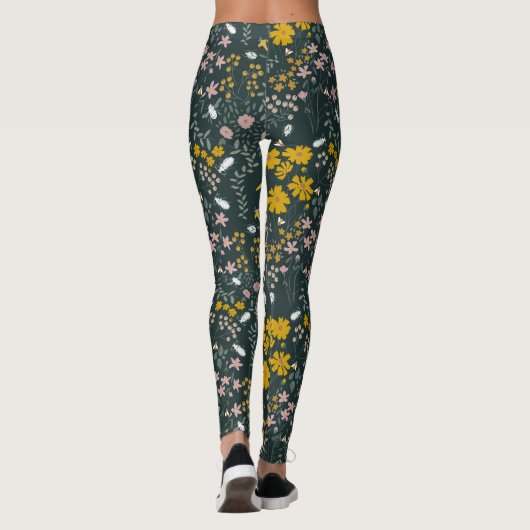 マスタードフローラカブトムシ&ビーズボヘミアンワイルドフラワー レギンス (裏面)