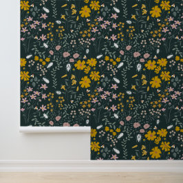 マスタードフローラカブトムシ&ビーズボヘミアンワイルドフラワー 壁紙