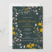 マスタードフローラボヘミアンワイルドフラワーズブライダルシャワー 招待状 (正面)