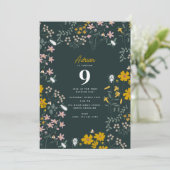 マスタードフローラボヘミアンワイルドフラワーズ誕生日 招待状 (スタンド正面)