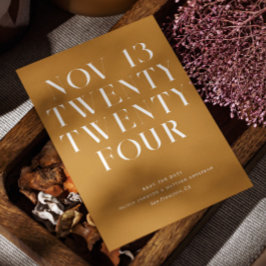 マスタードブラウンの秋の結婚式 | ミニマルオータム セーブザデート