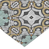 マスタードブラウンティール(緑がかった色)グリーングレーブラックトライダーアート ショートテーブルランナー (コーナー)